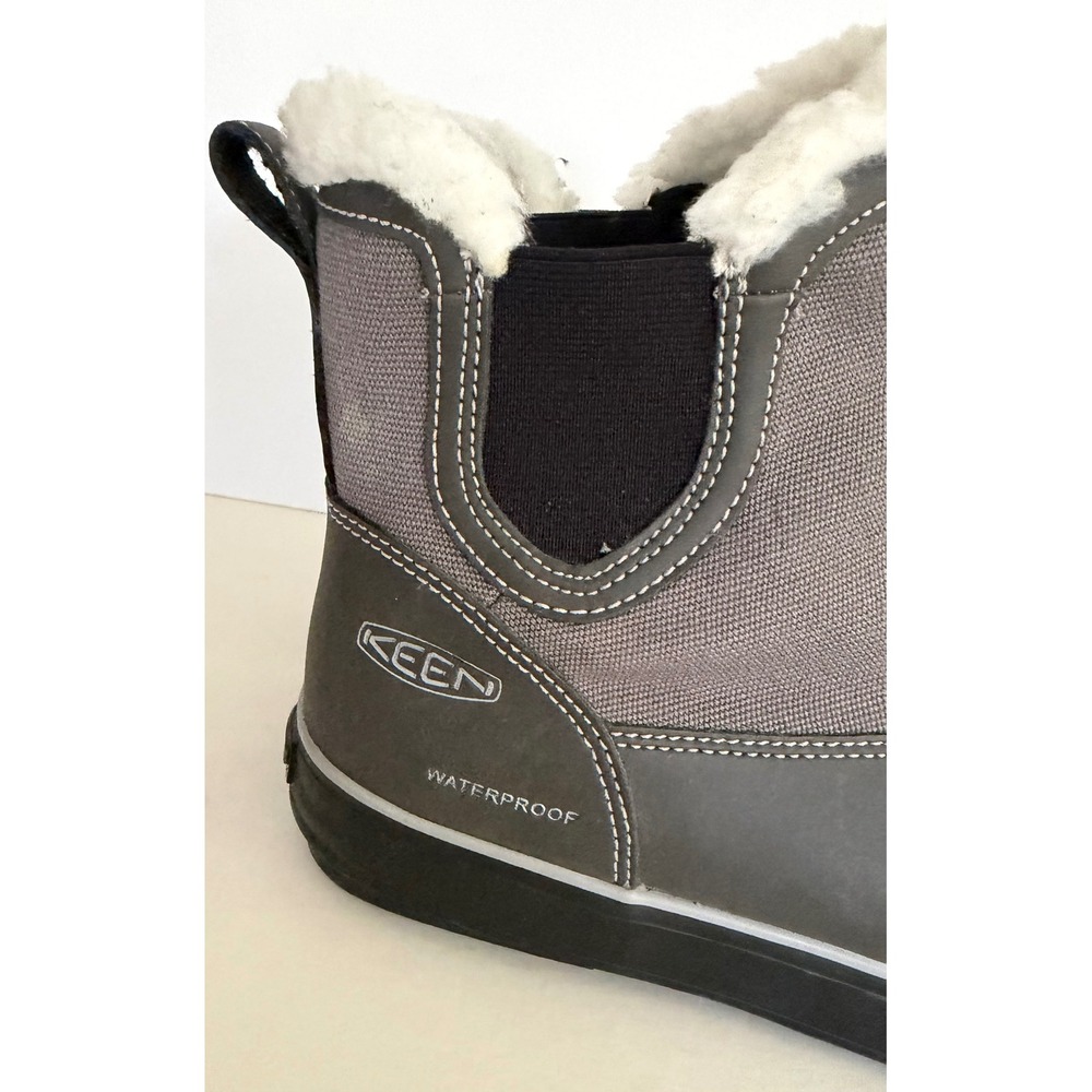 Keen Womens Elsa Chelsea Waterproof Winter Boots Sherpa Lined Gray Pull On 9 - Picture 8 of 10
